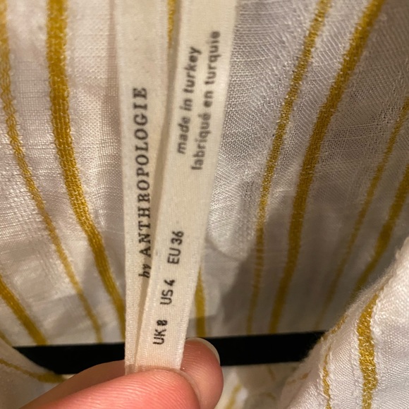 Tailor Striped Button Down Blouse with Tie Waist - Picture 4 of 4